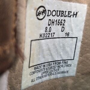 Double-H DH1552 Mens Brown Leather Western Cowboy Work Boots Size 8 D USA Made